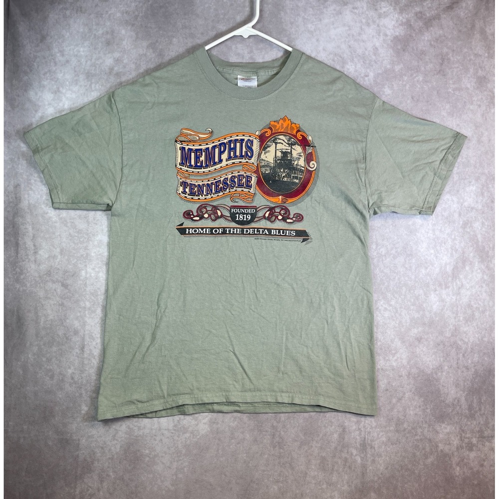 VTG Memphis Tennessee Shirt Adult Large Gray Eureka Delta Blues‎ Music USA Y2K